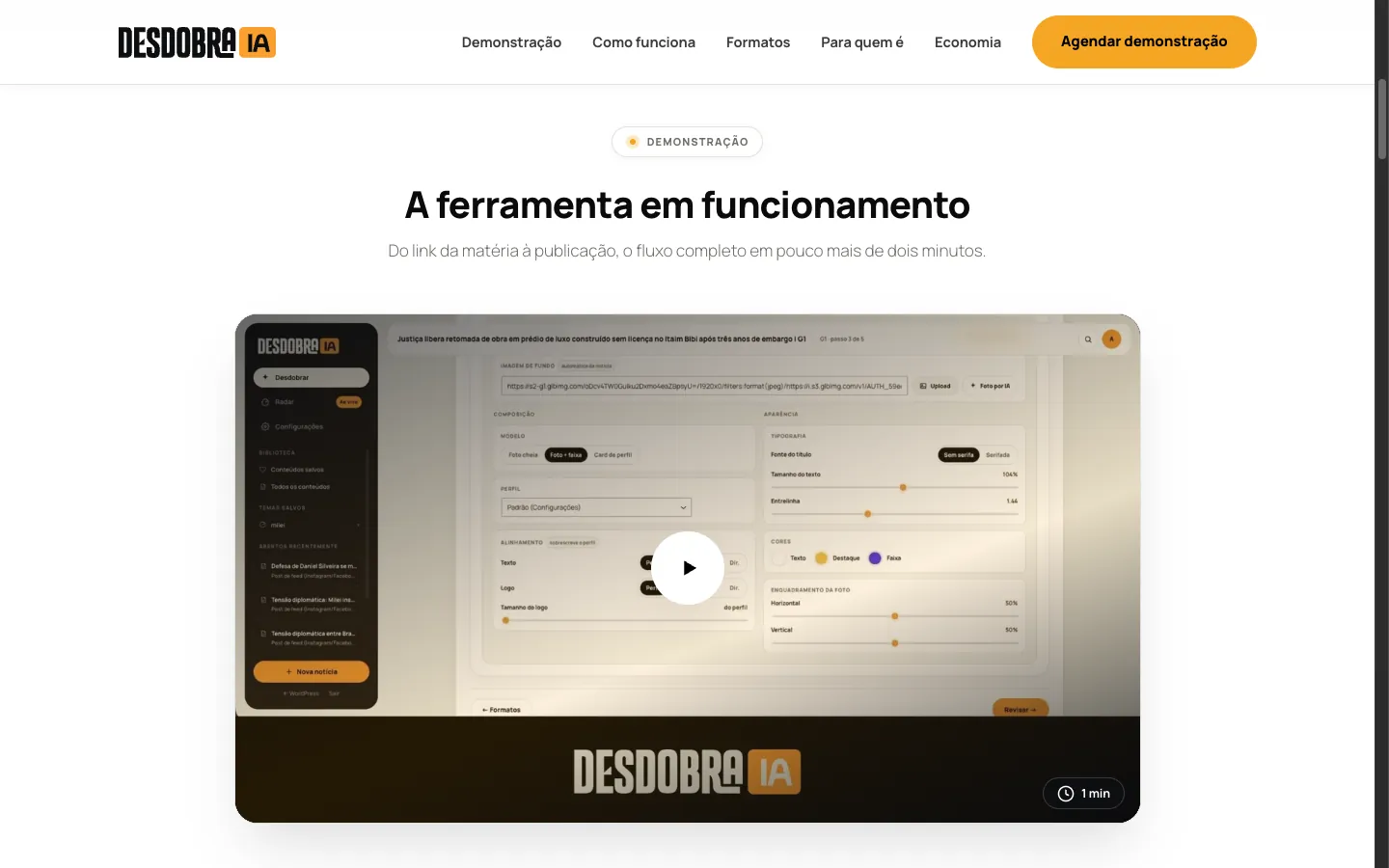 Tela do Desdobra